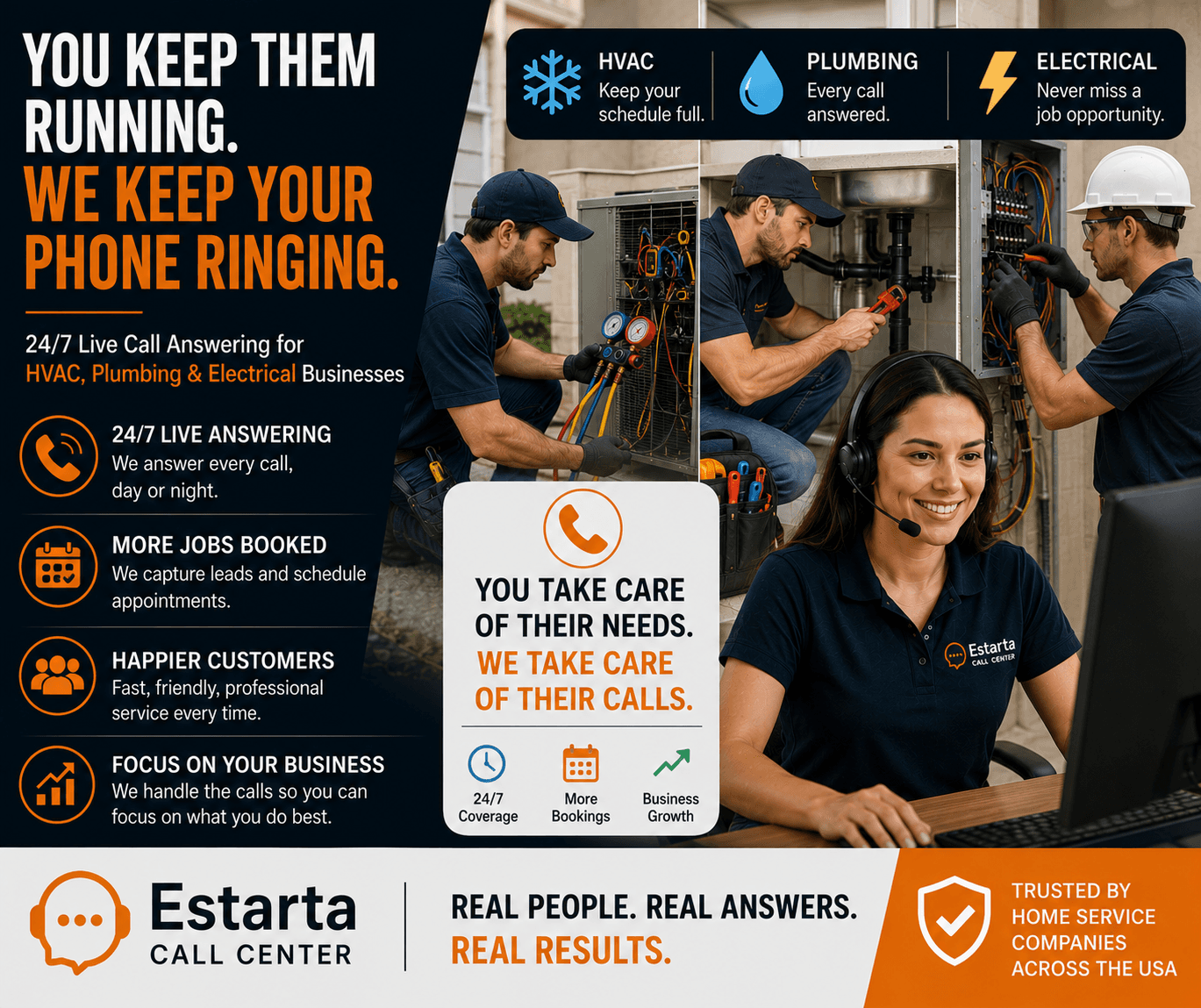 Estarta agent handling a home service call live